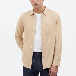 Madewell The Perfect Shirt Long Sleeve Slim Fit Softdrape Twill Light Sand NWT S